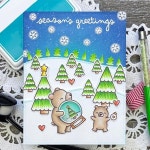 메리 크리스마스 공 절단 다이 및 우표 겨울 동물 DIY Scrapbooking 카드 만들기위한 플라스틱 스텐실 세트 : 샤로니에