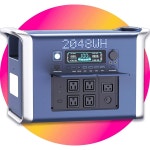 휴대용 발전소 2400W 연속 4800W 피크 2048Wh LiFePO4 배터리 빠른 2시간 충전 가정용 백업 비상 POWER LOGIC 캠핑에 적합 AP2000... 