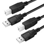 USB 2.1 타입 A에서 B 미디 케이블 - 2팩, 15피트, 피아노, 컨트롤러, 키보드, 오디오 인터페이스, 마이크 등과 호환 가능 6-Feet USB-A-B-1P... 