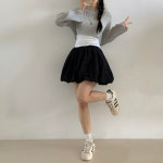 아우아(AUA) [3컬러] 벌룬핏 미니 스커트 / 여름 밴딩 퍼프스커트 미니, 블랙, S : 아우아AUA