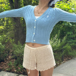 폴로 랄프로렌 여성 케이블 크롭 가디건 (네이비/화이트/블루) : 동부산아울렛명품관