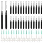 치간 브러시, 100개 소프트 브레이스 브러시 세트, 구강 위생 치아 청소용 치실 헤드 40개, 일회용 청소 도구 60개(스타일러스 색상... 