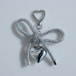 국내제작 하트 리본 키링 실버 스팽글 샤이니 큐빅 블링블링 백참 백꾸 폰꾸 가방 장식 꾸미기 : 코코블링주얼리