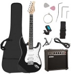 소울메이트 일렉트릭 기타 키트 솔리드 바디 39인치 풀사이즈 HSS 스타터용 오른손 초급 기타, 앰프, 가방, 디지털 튜너, 카포, 스트랩, 스트링... 