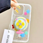 아이폰16프로 16PRO 입체 회전 선풍기 여름 마그네틱 무선 충전 반투명 마그네틱 무선 충전 케이스 : 띠띠케이스