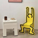 키스 해링 디자인 체어 패션 모던 철제의자 특이한 매장 포토존 레드 나무 옐로우 스툴 : Nnaso