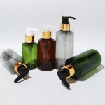 100ml 화장품 병 녹색 PET 샘플 골드 칼라 펌프 디스펜서 크림 샴푸 세제 용기 : 수달스토어26