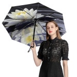 화이트 로투스와 블랙 젠 스톤 3 폴드 오토 우산 방풍 여행용 가벼운 레인 : 인선상사06