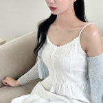 [오늘출발/어깨끈조절] 플라워 자수 펀칭 버튼 레이스 롱 뷔스티에 원피스 : 하율랑hayul