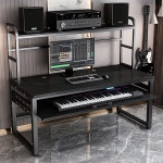 미디 데스크 키보드 책상 건반 작곡 뮤직 전자 음악 뮤지션 연습실 블랙 월넛 140x60x83cm : 로유 스토어