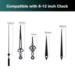 WinTaim Quartz 32mm 1 1/4인치 장축 시계 이동 메커니즘 부품 바늘로 저소음 두꺼운 패널에 적합 DIY 수리 키트 프로젝트... 