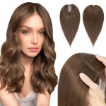 헤어로 휴먼 헤어 토퍼, 여성용 4인치 x 4.7인치 실크 베이스로 100 리얼 헤어피스 클립, 높은 헤어라인/커버링 그레이시 얇은 헤어, 10인치... 