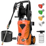 5000PSI 전기 압력 세척기 - 업그레이드된 33피트 호스 릴, 폼 캐논, 노즐 세트 4개, 가정용/파티오스/자동차/펜스용 파워 세척기... 