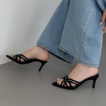 [무배 1960] 뮬샌들 힐 7cm 스트랩 구두슬리퍼 : 새로이클라쓰