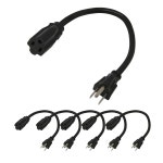 블랙, 1피트 익스텐션 6팩, 14AWG UL 3프롱 5-15P에서 DS-1L 15A 5-15R, 나열됨 DS-CQ 라이트키위 파워 SJTW 코드, 1875W, NEMA 125V... 