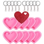 20Pcs 심장 키 체인 금형 세트 구멍이있는 10 실리콘 열쇠 고리 펜던트 쥬얼리 발렌타인 데이 결혼식을위한 만들기 : 두나스토어12