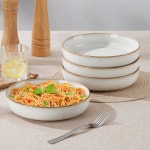 리아뉴 석기 파스타 그릇 37온스 라지 샐러드 서빙 세트 4개 넓고 세라믹 접시 수프 저녁 전자레인지 식기세척기 사용 가능 화이트... 