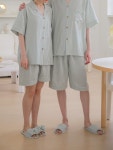 [커플/인견] 민트 스트라이프 인견 반팔 잠옷set : 더봉봉 THE BONBON