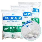 성진양행 성진 탈지면 COTTEN BOLL( 50g ) 3팩 코튼볼 상처소독솜 지퍼백 : 루트웰