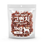 테비 고런치 사사미 육포 강아지간식 오리 큐브, 1kg, 1개 : 우다다냥이