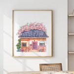 봄이 드리운 화관을 쓴 집, 땡란 작가 인테리어 거실 그림 액자 : 라이크디즈