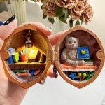 Diy 미니 도서관 장식 수제 서점 호두 껍질 따뜻한 빛 작은 어린이를위한 : GlobalCommerce
