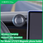 Herva Tesla 모델 S/X/Y/3 하 아이폰 호환 12 15 pro max 자기 차량용 전화 홀더 무선 충전기 360 회전 전화 마운트 : 공삼트렌드