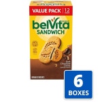벨비타 아침 샌드위치 다크 초콜릿 크림 비스킷, 밸류 팩, 총 72팩, 6박스(팩당 2개) : NovaLota