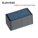 SUNYIMA 미니 태양 전지 패널 시스템 DIY 배터리 휴대폰 충전기 5.5V 50mA 다결정 68x37mm 10 개 : 한라물산1