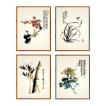 사군자 4점 대형 60x80cm 동양화 그림 심플 인테리어 : 해브아트