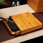 원목 우드 보이차 녹차 차판 전통차함 원형 대나무 배수 케이스 전통차 차트레이 밀폐 흑단나무 차칼 : 다니엘럭스수아르