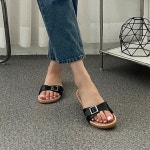 [G3397] SAEROI 스트랩 슬리퍼 여성 납딱이 로우굽 뮬 슬리퍼 : 새로이클라쓰