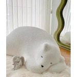 잠자는 백곰 등받이 쿠션 등쿠션 귀멸의 북유럽고양이발 곰돌이 세탁가능 쿠션은 고탄성 수출 화이트 숏 기모 원단 : PickUpGo