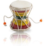 핸드메이드 나무와 가죽 클래식 인도 민속 덤루 담루 다마루 핸드 드럼 세트 타악기 장식 수집품 전시 세계 악기 (멀티컬러) Pink : 인선상사10