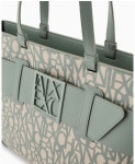 ARMANI EXCHANGE Shopper bag with allover contrasting logo 949127-3F742-F8034 Green : BRAND FIESTA