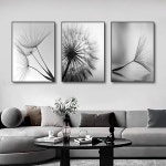 3PCS 흑백 벽 아트 캔버스 회화 민들레 꽃 그림 포스터 및 인쇄 부엌에 대 한 홈 장식 삽화 : 직구대리훈기몰