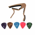 카포, 5Pcs 픽으로 플레이할 수 있는 유니버설 카포스 액세서리의 내구성 클립(라이트 우드) Light wood : 대성코리아22