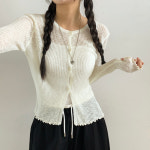 여름 골지 가디건 슬림핏 얇은 긴팔 썸머룩 : 아우아AUA