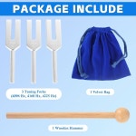 엔젤 튜닝 포크 세트 - 요가 및 명상 액세서리를 위한 나무 망치와 벨벳 백이 포함된 4096Hz, 4160Hz, 4225Hz Tuning Fork Activator... 