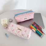 Bowknot & Plaid 연필 가방 펜 케이스 크림 컬러 다이아몬드 스티치 편지지 학교 소녀 선물 F7838에 대한 너무 귀여운 보관 주머니... 
