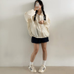 스포티 바람막이 윈드브레이커 크림 경량 아우터 : 아우아AUA