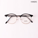케미렌즈서비스 원형 하금테안경테 남자 여자 핸디스 H6004 51.19 블랙 골드 : 안경사랑안경원