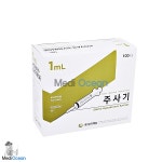 한국백신 일회용주사기 1cc 26G 1/2인치 100개 멸균 개별포장 니들 : 메디오션