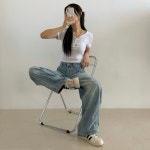 블루워싱 통와이드 청바지 Y2K핏 데님 : 아우아AUA