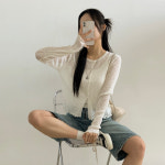 여름 골지 가디건 슬림핏 얇은 긴팔 썸머룩 : 아우아AUA