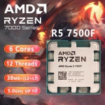 AMD Ryzen 5 7500F 3.7GHz 6코어 12스레드 CPU 5NM L3=32M 100-000001015 소켓 트레이 새 제품이지만 쿨러 없음 : 피제이유통