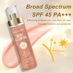 바디 글로우 오일, SPF 45 와이드 스펙트럼, 로즈 골드 운모가 함유된 자외선 차단 보습 코코넛, 모이스처라이저, 경량, 방수, 3.87... 