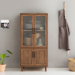 원목 주방수납장 그릇장 키큰 높은 유리 부엌 홈카페장 진열대 : 이스플리