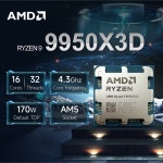 새로운 AMD Ryzen 9 9950X3D 4.3GHz L3=128M 프로세서 170W 소켓 R9 AM5 4NM 16코어 32스레드 DDR5 팬 없음 : 벨루체컴퍼니