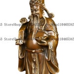 . Feng Shui Copper God of Fortune Antique Standing Wen Cai Statue Home Offerings Yuan Bao Ruyi Home : 한강무역상사21